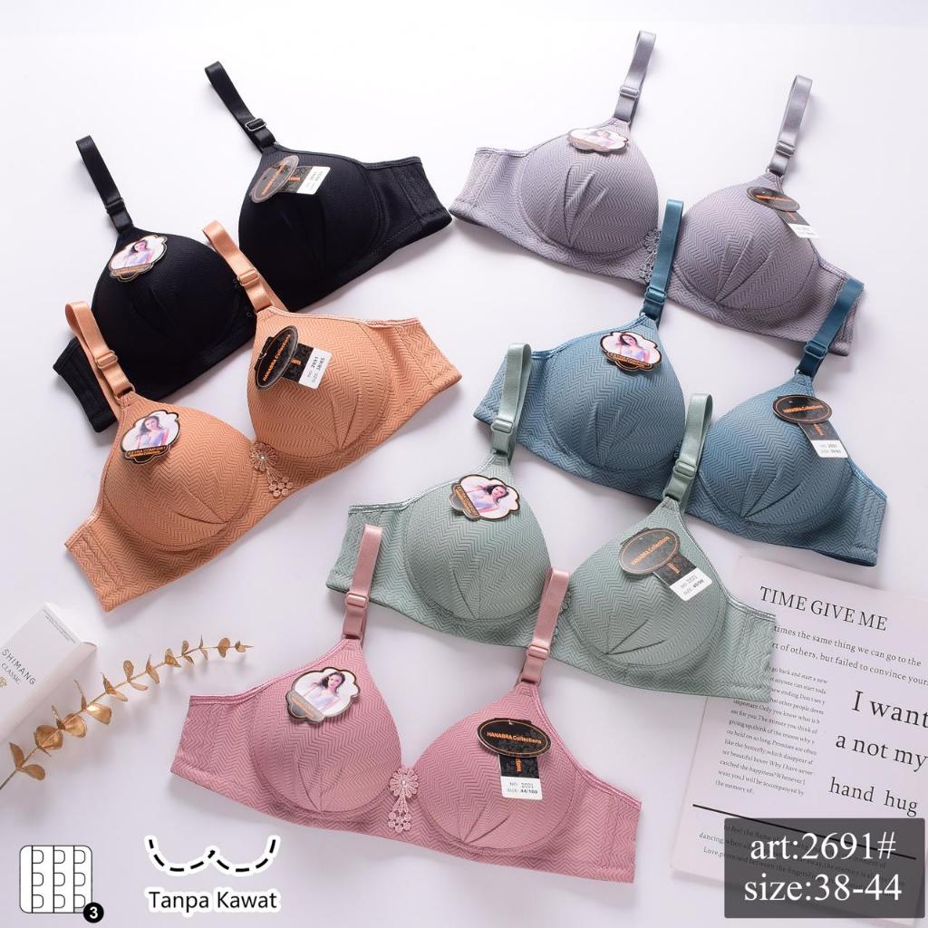 Bra Hanabra 2691 | Bra Cup Sedang Tanpa Kawat Busa Tipis Lembu Nyaman