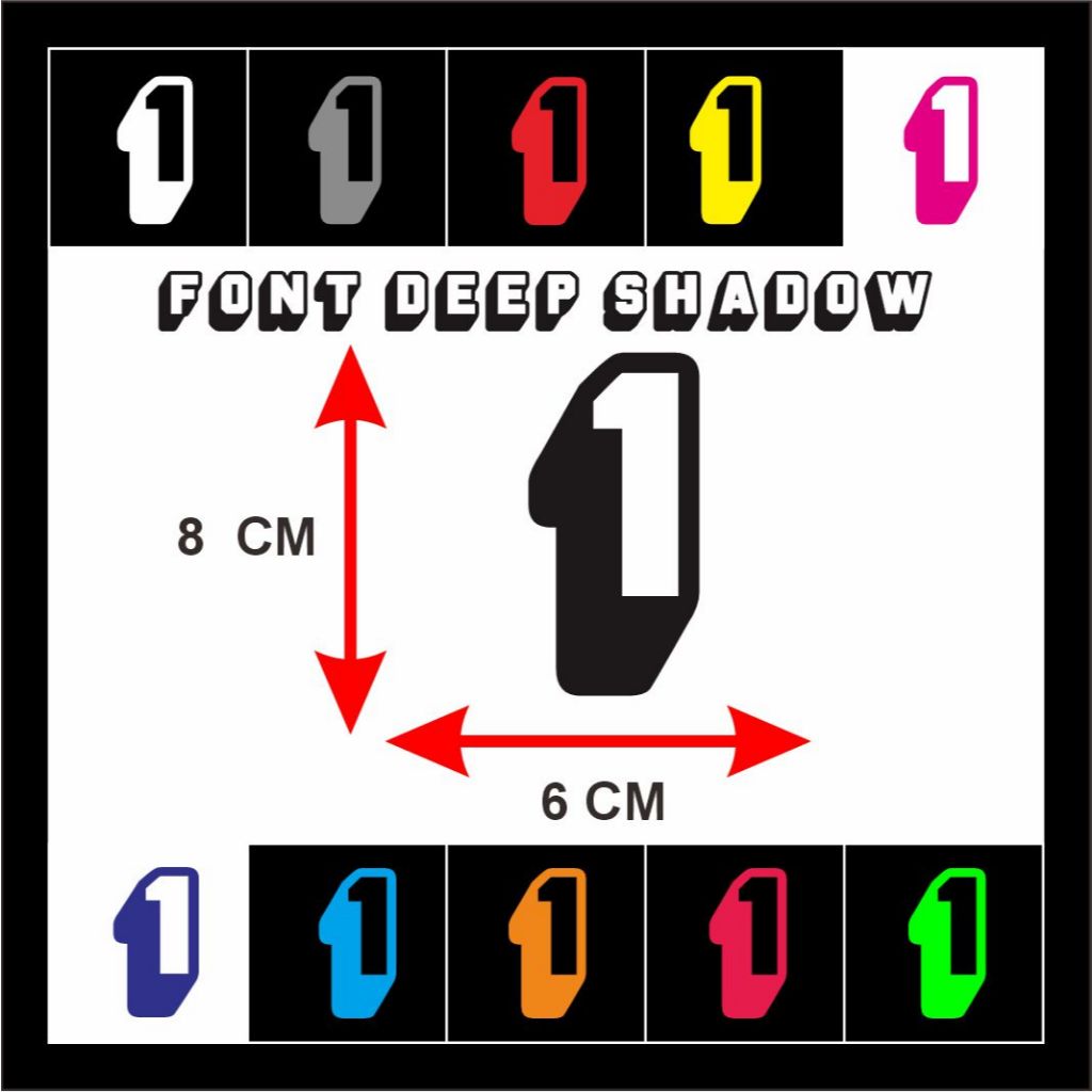 

COD READY STIKER CUTTING ANGKA / HURUF / ABJAD SATUAN " NAMA FONT DEEP SHADOW UKURAN 8 X 6 CM BAHAN MENYALAH