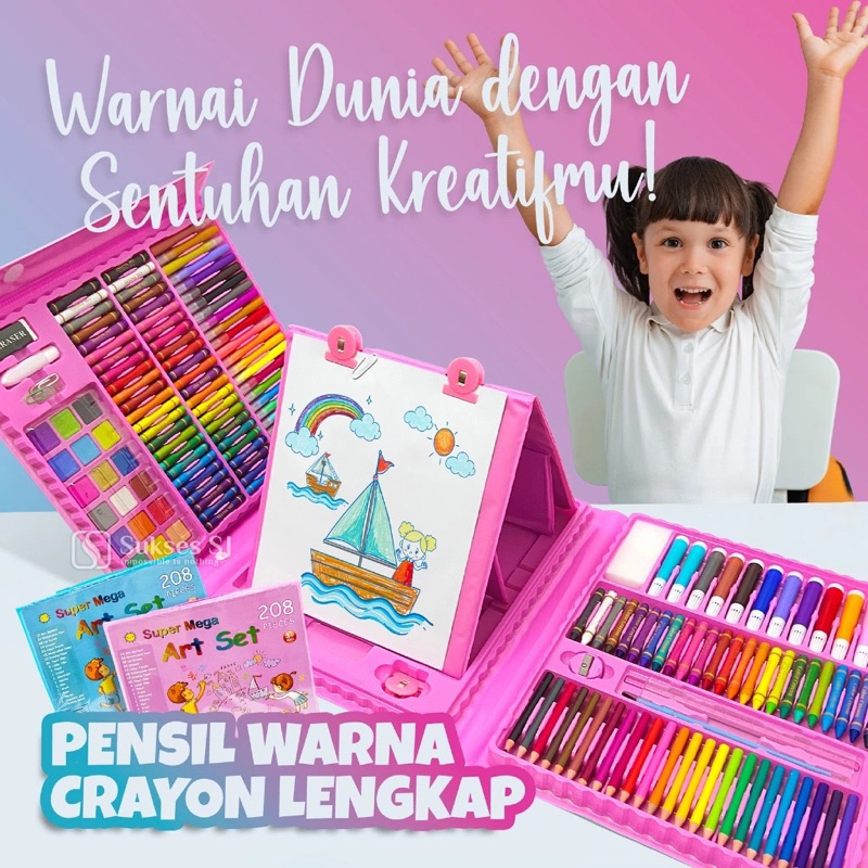 

Crayon 208 PCS Set Pensil Warna Pastel Pensil Minyak warna untuk Melukis dan mewarnai