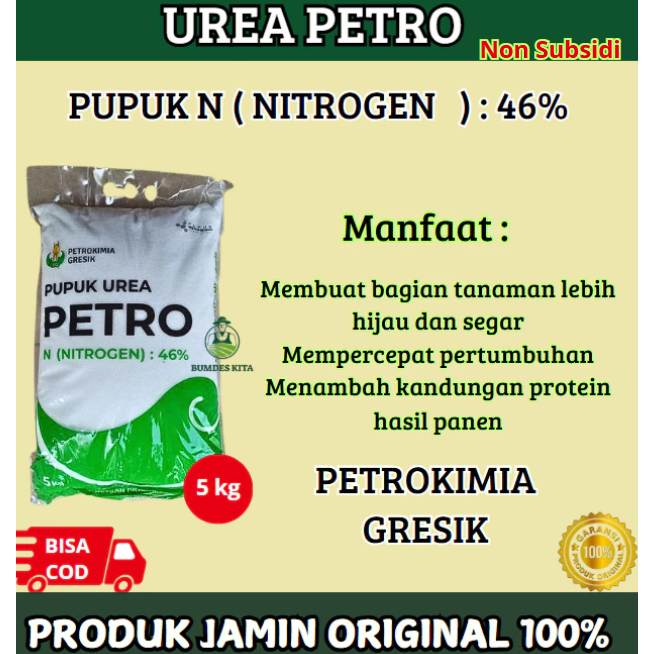 PUPUK UREA 46% NITROGEN 5KG PETROKIMIA GRESIK MEMPERCEPAT PERTUMBUHAN TANAMAN NON SUBSIDI