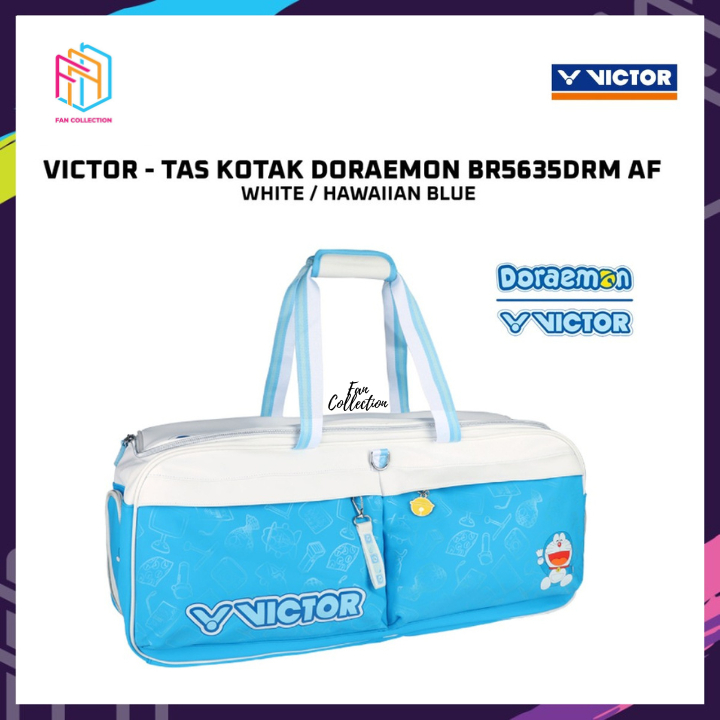 Tas Raket Badminton Kotak Victor Doraemon BR 5635 DRM BR5635DRM AF White Hawaiian Blue