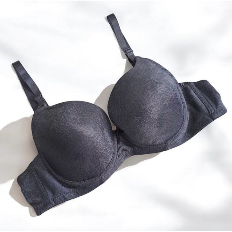 Felancy Dark Grey Demi Bra Comfort bra pad camisole lingerie padded bralette wired bra pakaian dalam