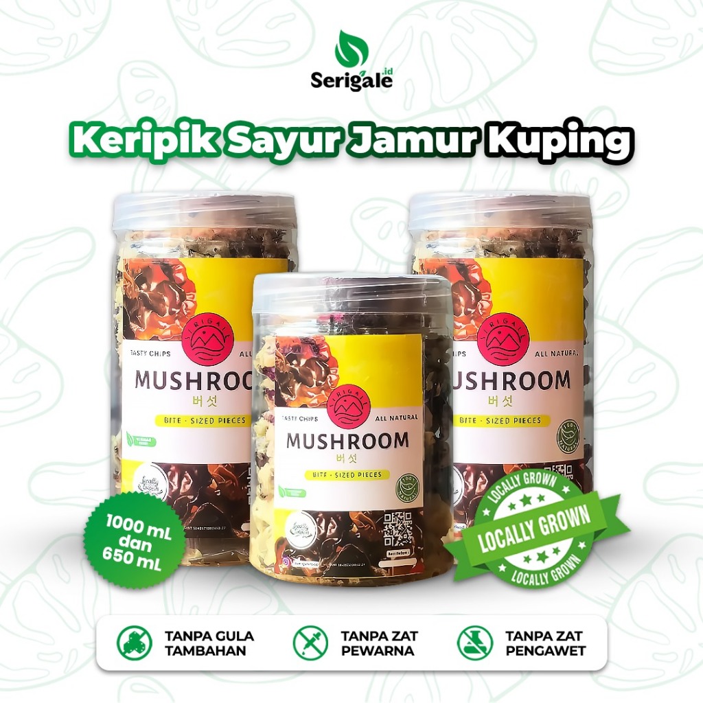 

SERIGALE Keripik Sayur Jamur Kuping Crispy, Camilan Diet Sehat Rendah Kalori.