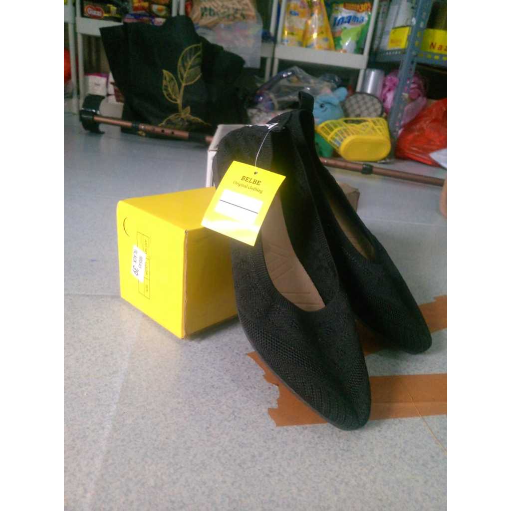Sepatu Flat Wanita Belbe warna hitam 39 rajut nyaman