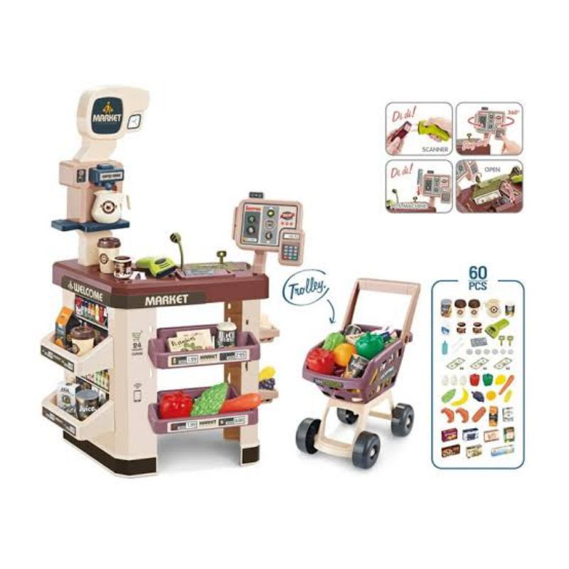 Mainan troly supermarket home