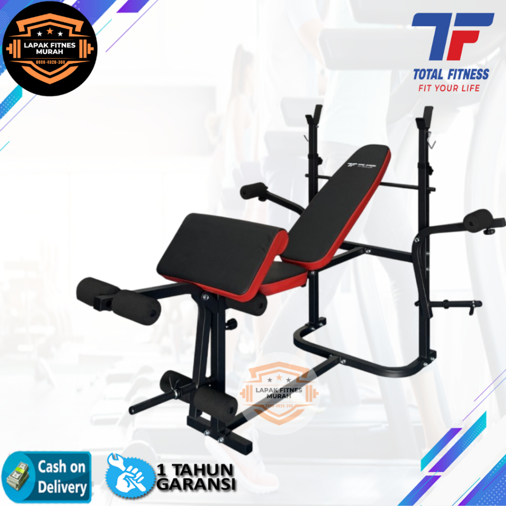 Alat Fitness Bench Press TL-750 Total Fitness - Alat Olahraga Angkat Beban Bangku Fitness Total Heal