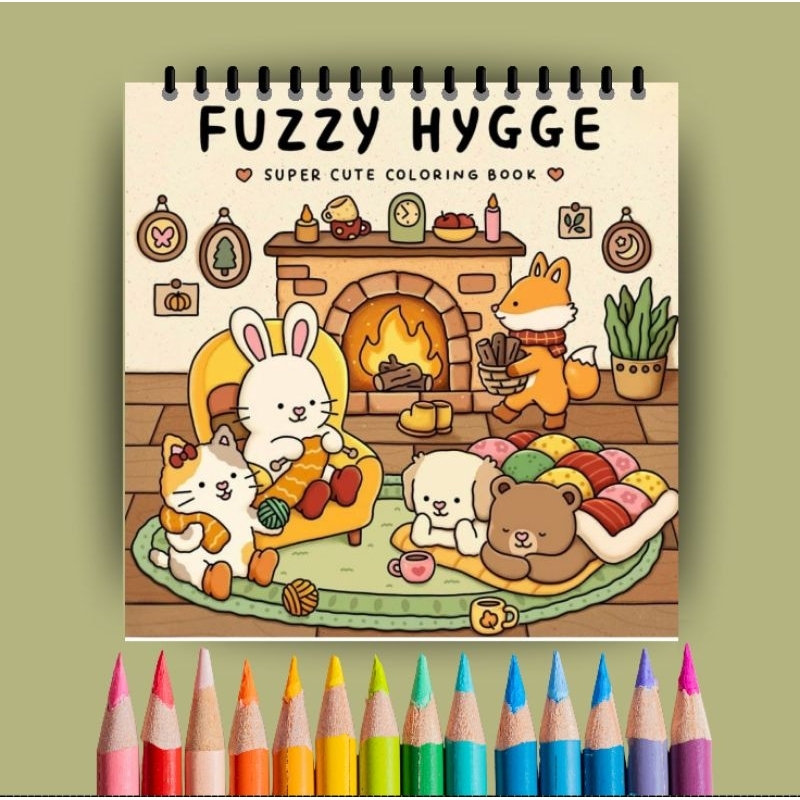FUZZY HYGGE COLORING BOOK | COLORING BOOK FOR ADULTS | BUKU MEWARNAI ANAK | COLORING BOOK AESTHETIC 