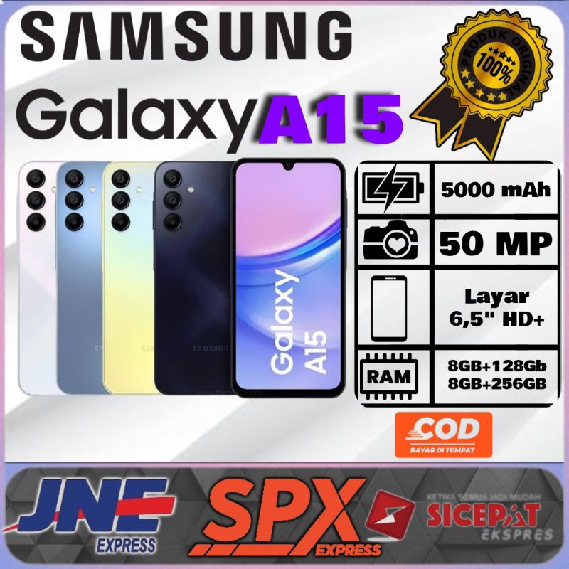 SMARTPHONE HP SAMSUNG GALAXY A15 LTE  NFC Ram 8+128GB & Ram 8+256GB [Camera 50MP+13MP + Display 6,5 