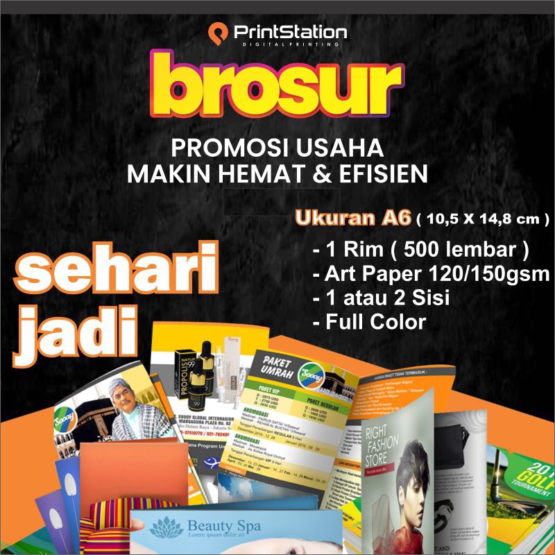 CETAK BROSUR ART PAPER PROMOSI CUSTOM UKURAN A6 1 RIM
