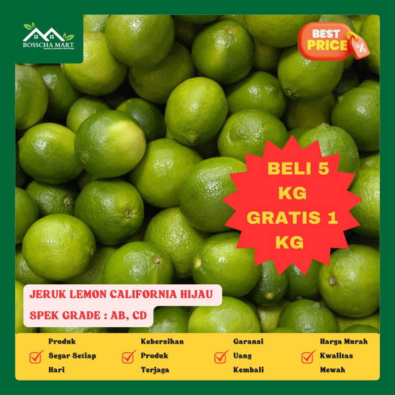 

BANTING HARGA !!! Jeruk Lemon California Hijau 1 KG termurah - Lemon California Hijau Fresh - Petik Dadakan
