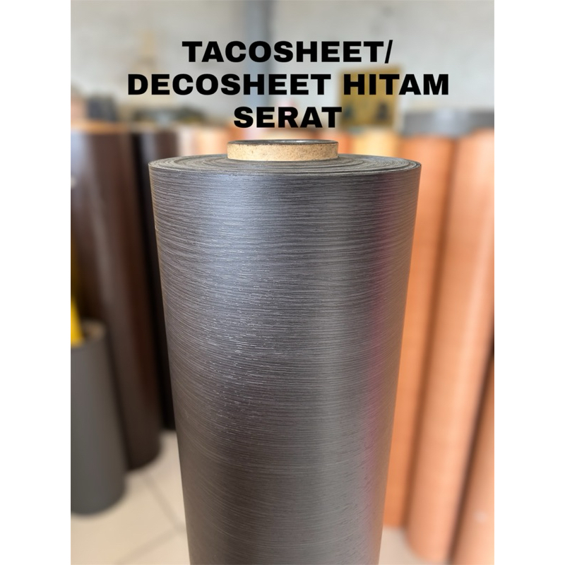 Tacosheet/Decosheet Hitam Serat Untuk Pelapis Funiture, Lemari dan Sejenisnya