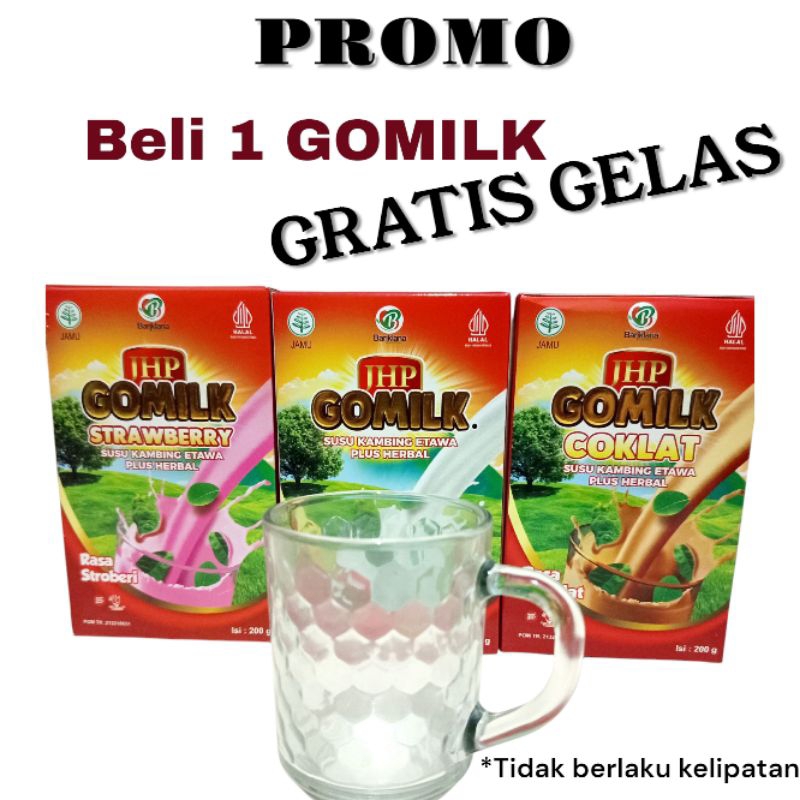 

Promo Susu Gomilk Gratis Gelas Kaca - Susu Etawa Plus Herbal 200 Gram - Bonus Tidak Berlaku Kelipatan