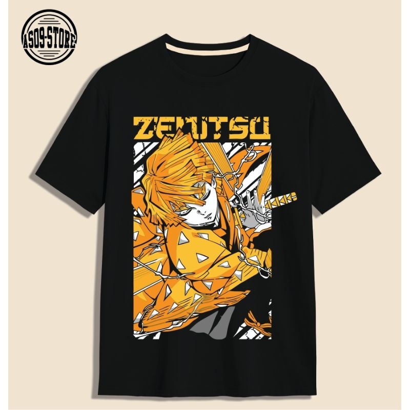 Baju Kaos tshirt Zenitsu Agatsuma kimetsu no yaiba Demon Slayer