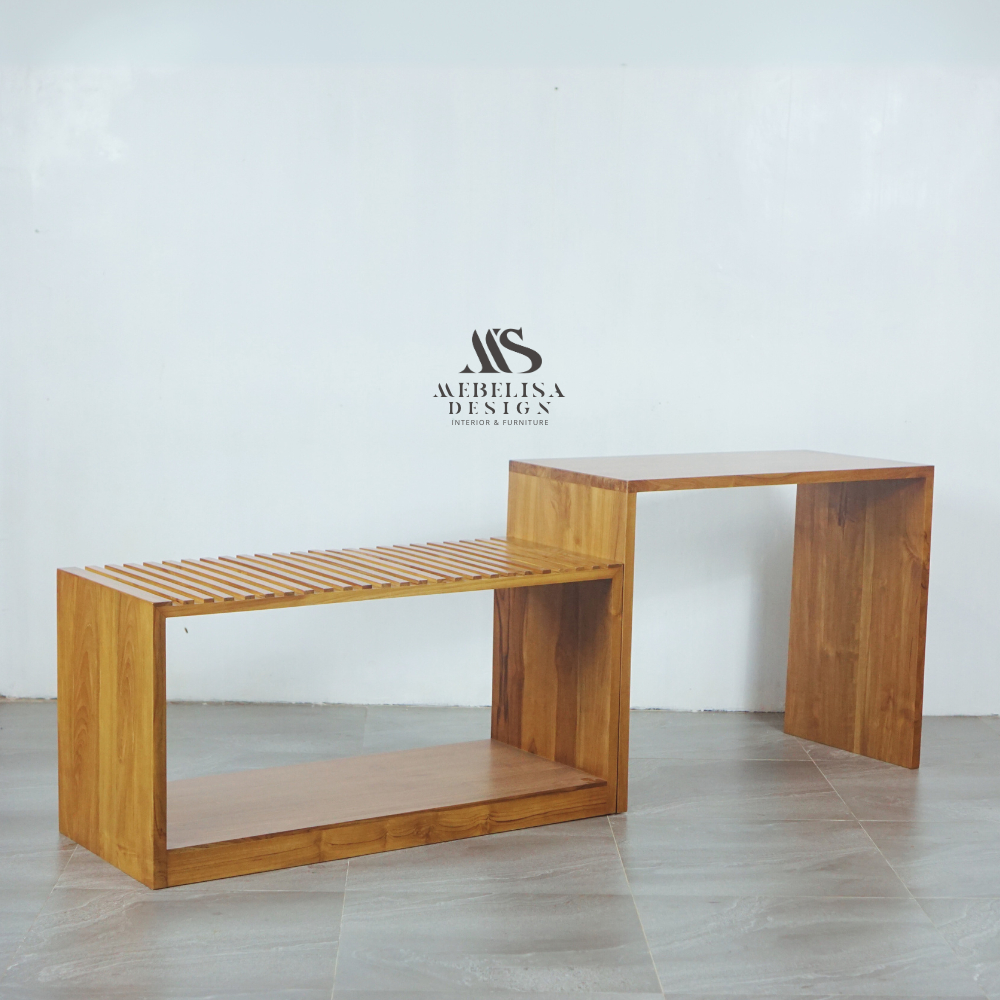 Meja Kerja Kantor Minimalis Kayu Solid Jati