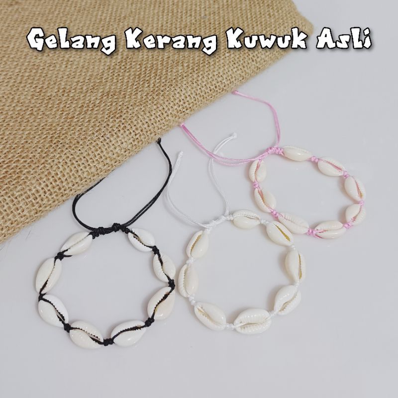 Gelang Kuwuk Kerang Asli Rajut Premium