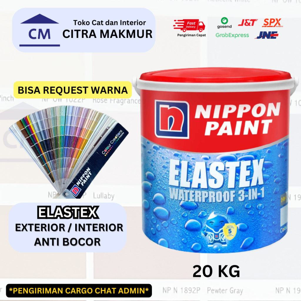 NIPPON ELASTEX WATERPROOF - 20 Kg (Bisa Request Warna & Custom Warna ) CAT TEMBOK WATERPROOF NIPPON