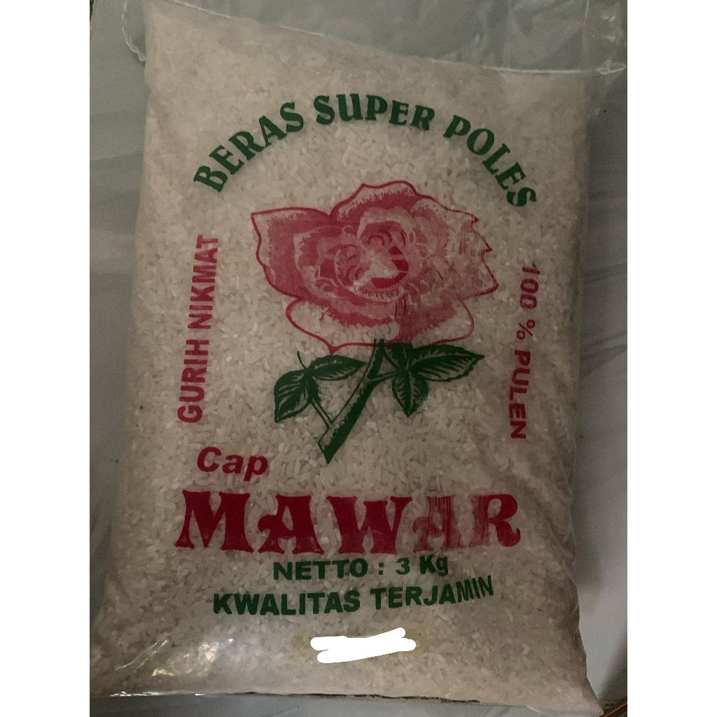 

BERAS CAP MAWAR 3KG READY STOK