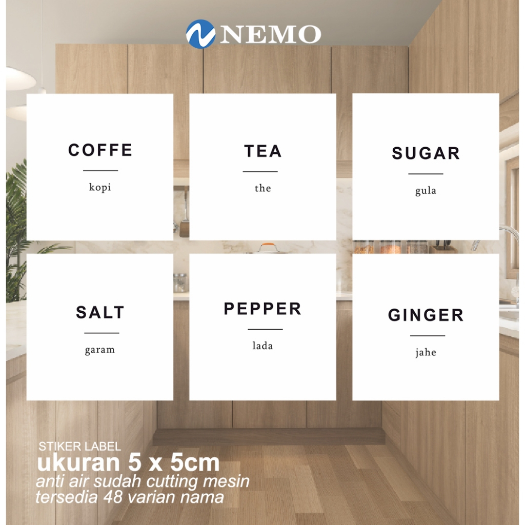Stiker Bumbu Dapur Tahan Air& Minyak Stiker Minimalis untuk Wadah Makanan Baking Stiker Label Murah