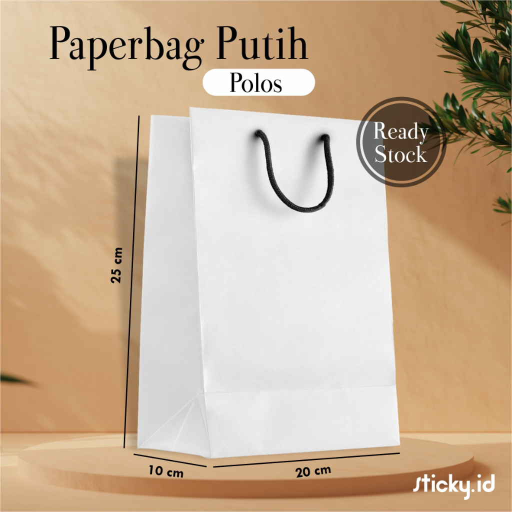 

PAPER BAG HAJATAN PUTIH READY STOCK - TAS SOUVENIR PERNIKAHAN MURAH UKURAN 20 X 25 X 10