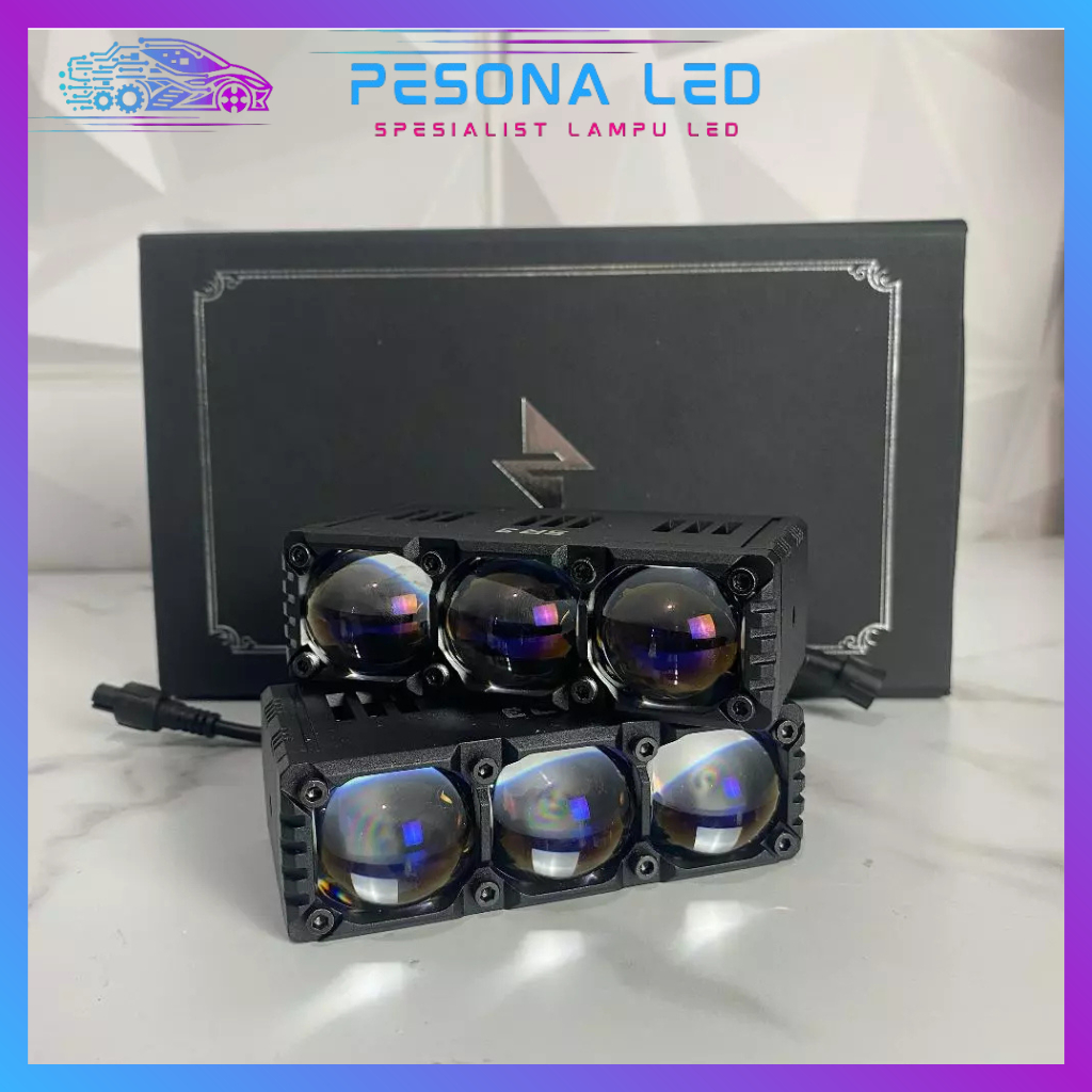 SABER SR3 V3 NEW MINI PROJIE 3 MATA LED PROJECTOR LAMPU MOBIL BERGARANSI