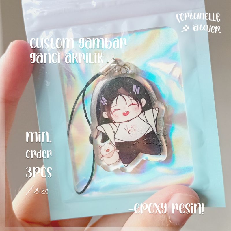[Fortunelle] Custom Gambar Gantungan Kunci/Keychain Akrilik Epoxy Resin