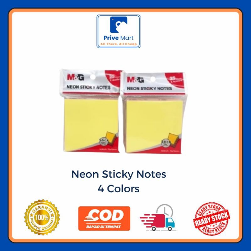 

Neon Sticky Notes 4 Colors x 25 Sheets Prive Mart