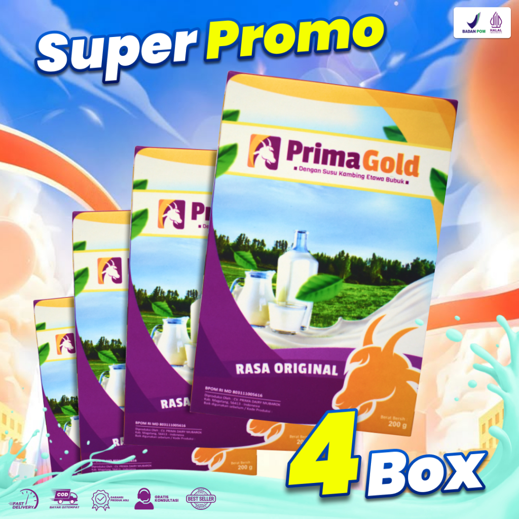 

4 Box Susu Kambing Etawa Primagold Original – Kaya Manfaat, Cocok Semua Usia, Mudah Diseduh