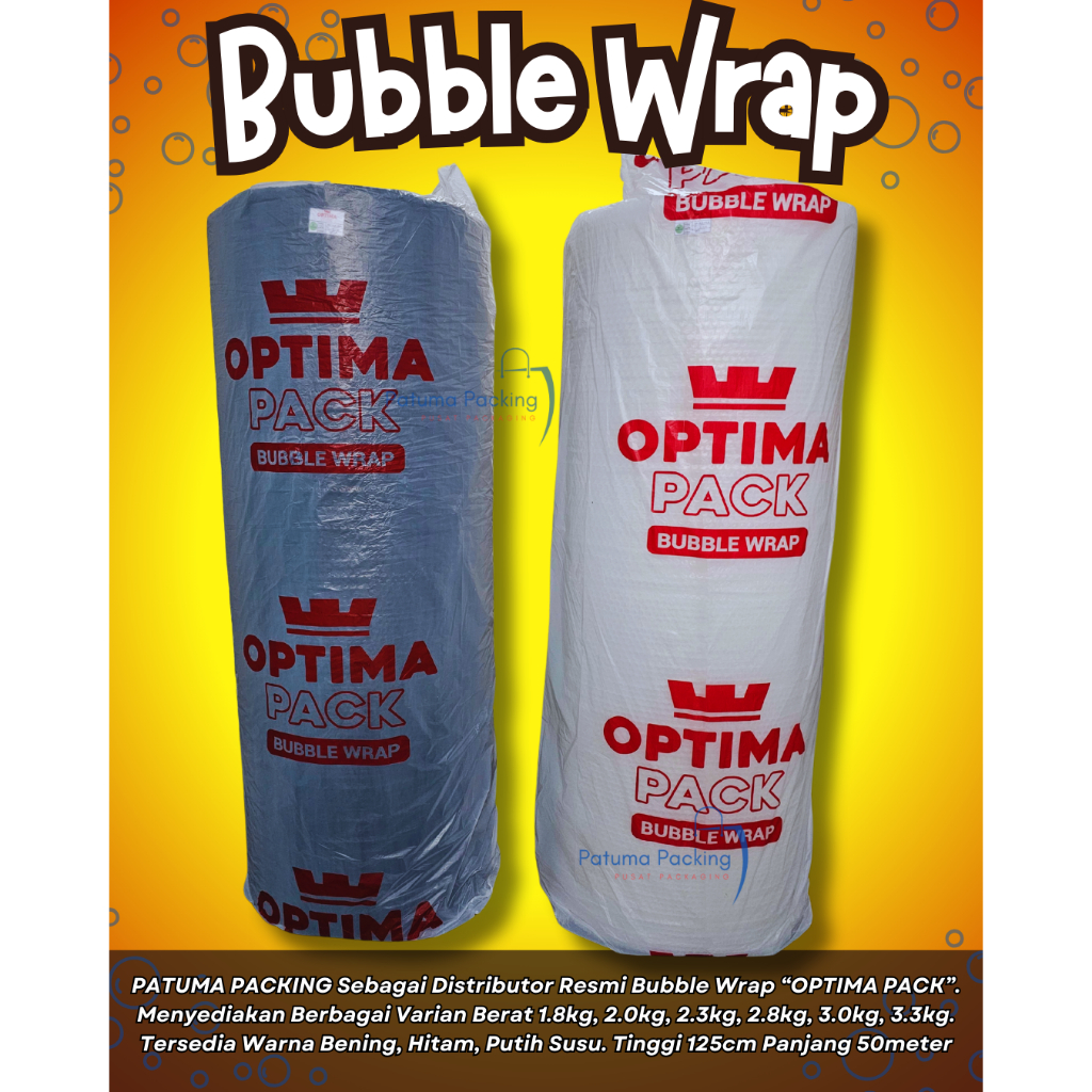 

Bubble Wrap OPTIMA PACK 125cm x 50meter Hitam dan Putih