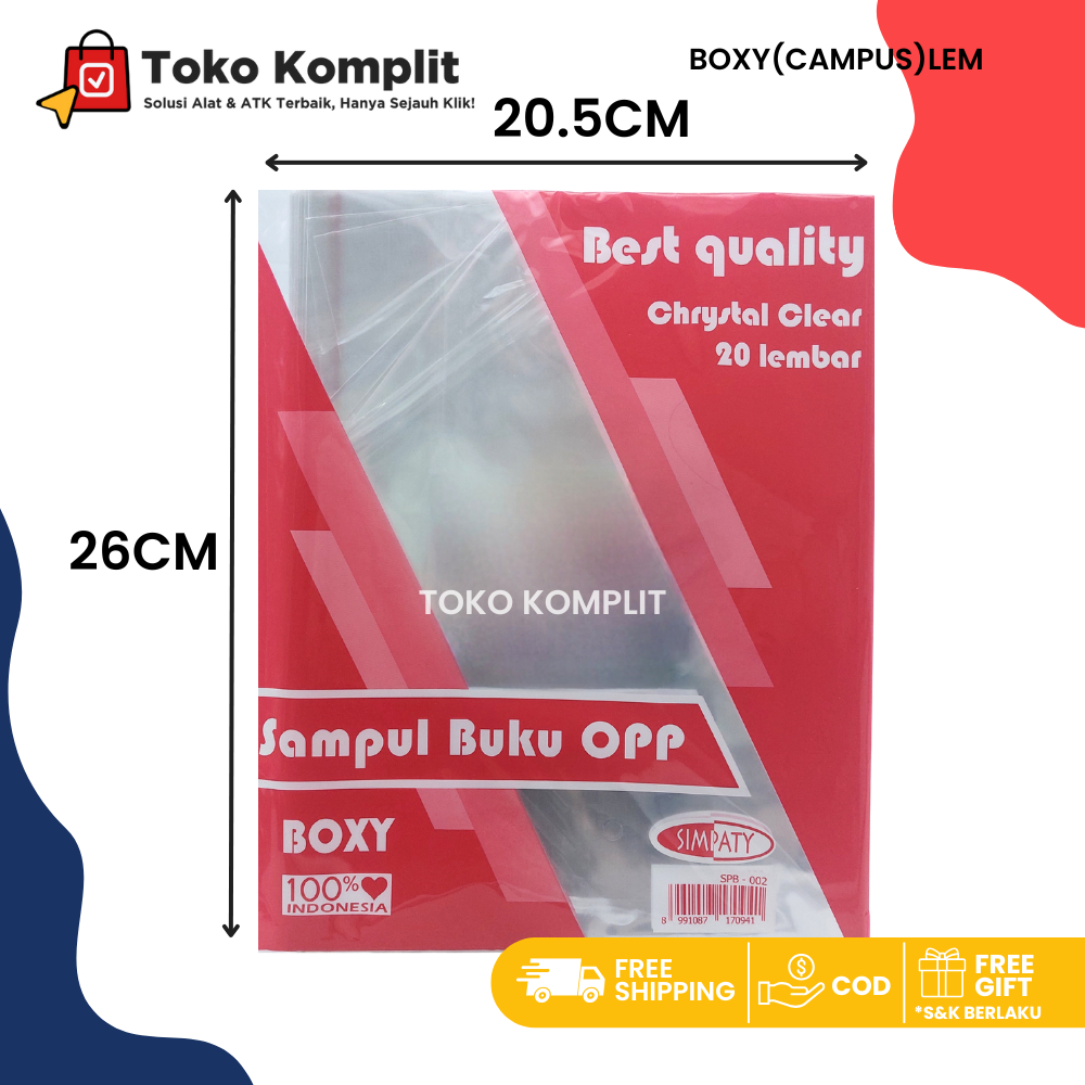 

Komplit - Sampul plastik Simpaty boxy campus lem/SLIP/Sampul Buku Plastik/Opp Lem SLIP Simpaty