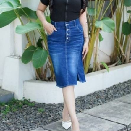 Span Jeans Skirt Pendek Rok Denim 7/8 Wanita