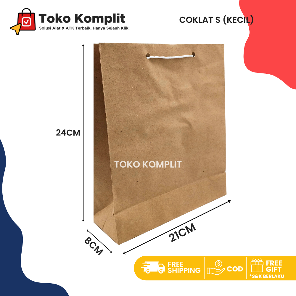 

Komplit - Paper bag coklat polos/Goodie Bag/Tas Tenteng/Hand Bag/Tas Kado/Tas Hadiah/Shopping Bag coklat