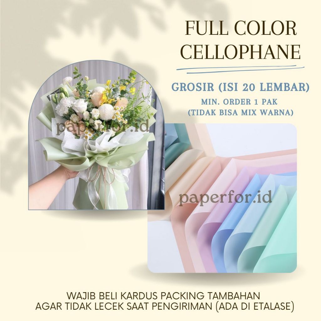 

GROSIR Kertas Buket Bunga Cellophane FULL COLOR isi 20 lembar