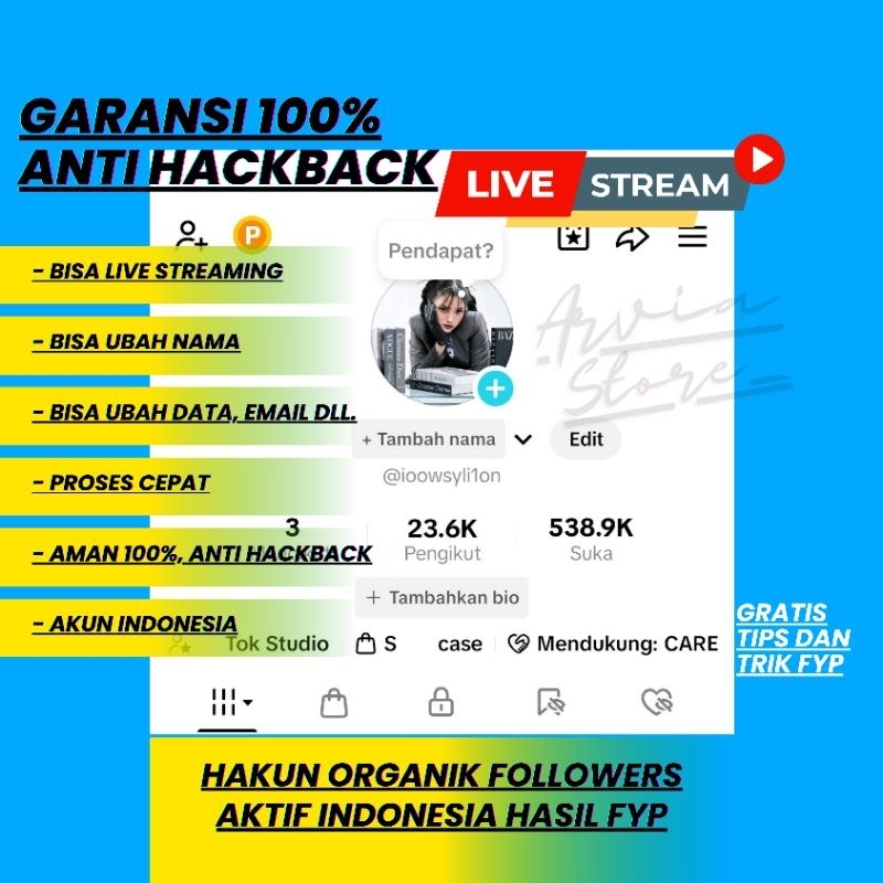 Akun TikTok Organik Followers Real Indonesia Followers Aktif Indonesia Sudah Bisa Live Streaming Ter