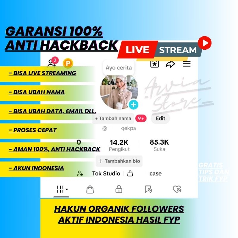 Akun TikTok Aktif Followers Real Indonesia | Organik Hasil FYP Konten • Termurah Sudah Bisa Live Str