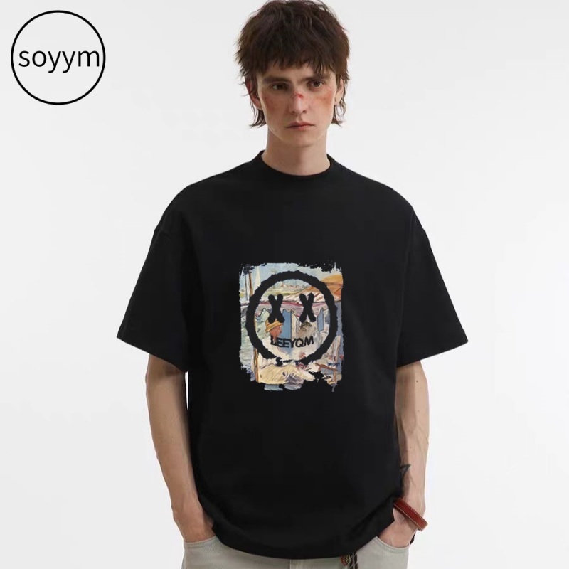 soyym T-shirt pembelian Korea pria dan wanita longgar murni pria