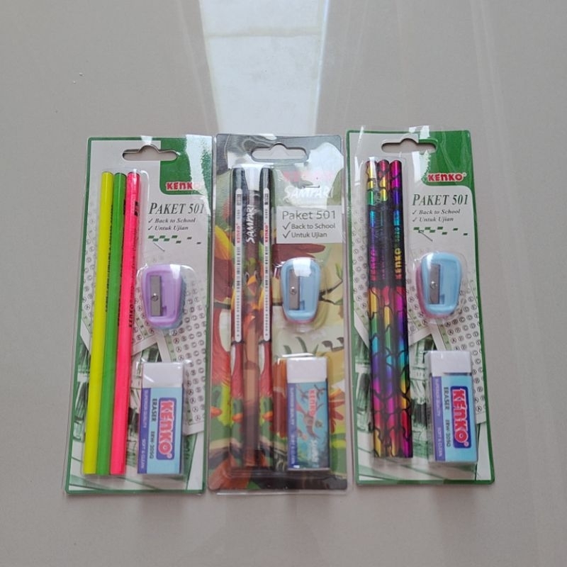 

Set Pensil Ujian Nasional 2B Kenko Paket 501 Pencil Set Penghapus Eraser Serutan Sharpener