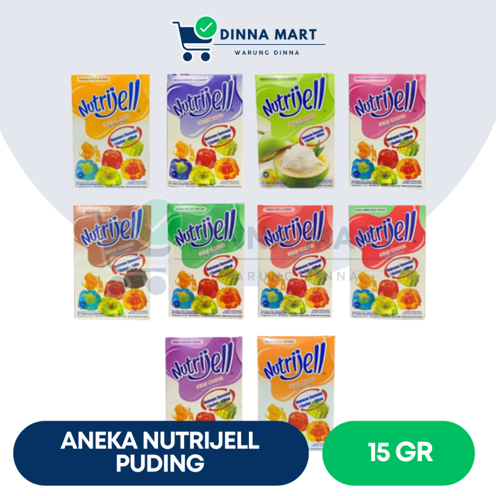 

Nutrijell 15gr - Jelly Powder / Puding Instan Serbuk Jeli | Varian: Leci, Anggur, Kelapa Muda, Stroberi, Coklat, Melon, Mangga, Blueberry, Sirsak, Jeruk