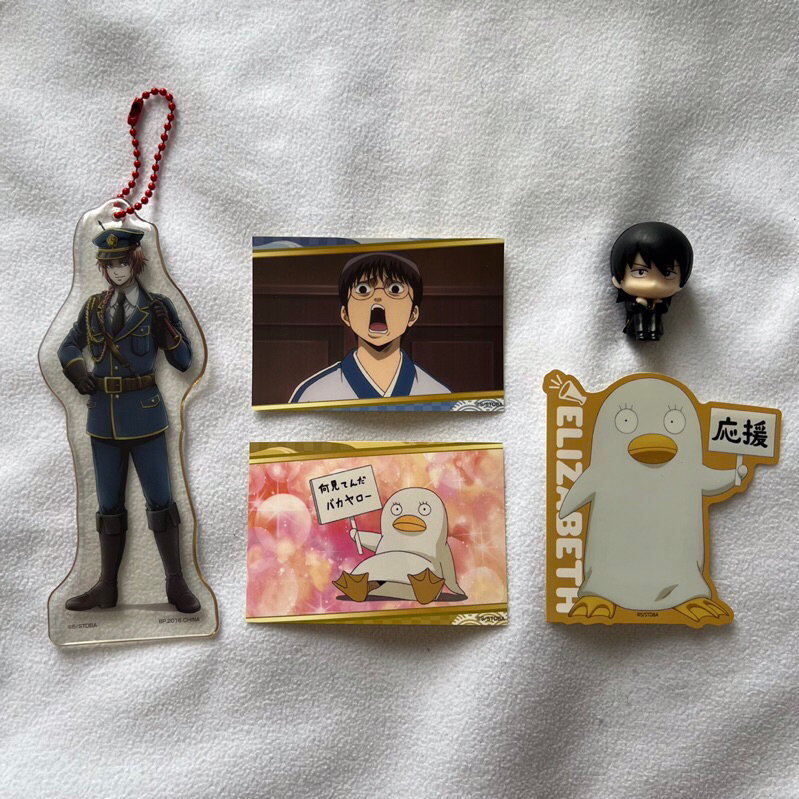 [ READY STOCK ] GINTAMA Bulk Set 1 (Keychain, Stickers, Machiboke Mini Figure from Gachapon) - Eliza