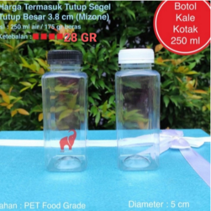 Botol Kale 250ml Tebal 28 GR Botol Kale Kotak 250ml Botol Kick 250ml