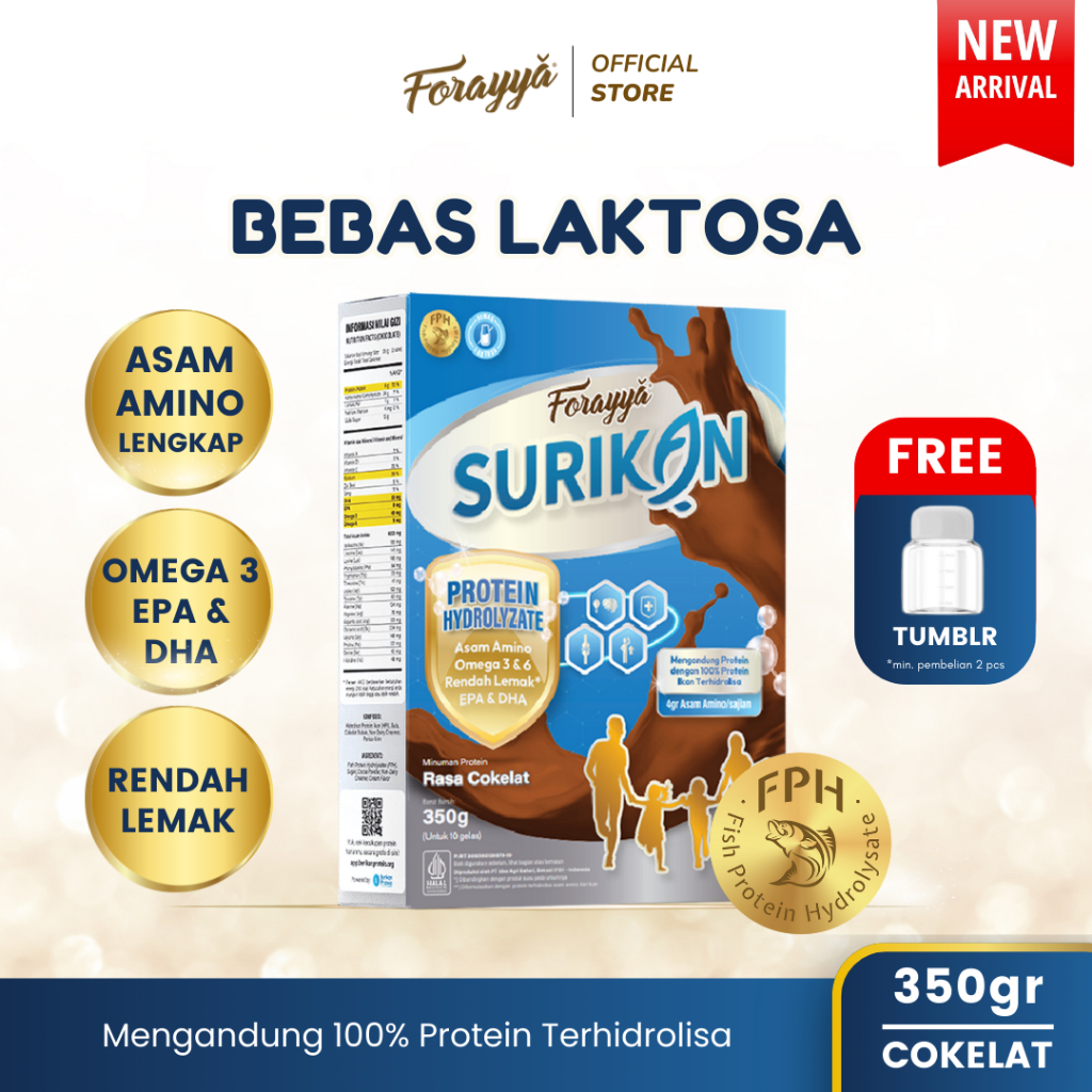 

Surikan Cokelat Bebas Laktosa Tinggi Protein Susu Bubuk Anak Omega 3 EPA DHA 350gr