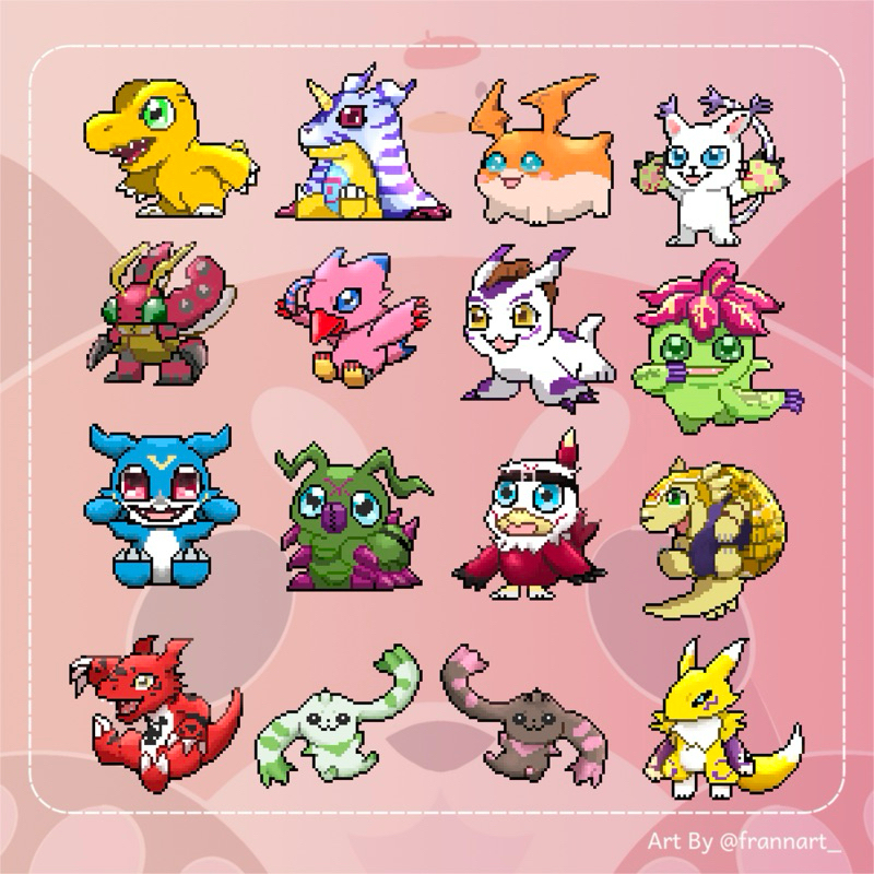 

imredpanda frannart stiker digimon pixel eceran