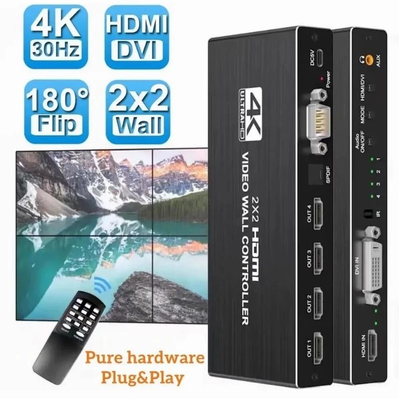 GAINTECH 2x2 HDMI Video Wall Controller 4 Port 4K