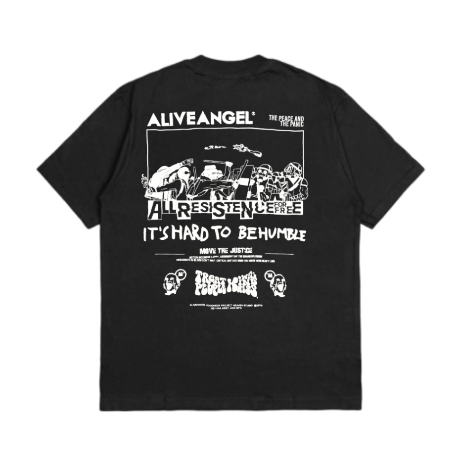 Kaos Distro Local Brand ANARKI Baju Clothing Streetwear Original Alive Angel Humanity Graphic Tee Bl