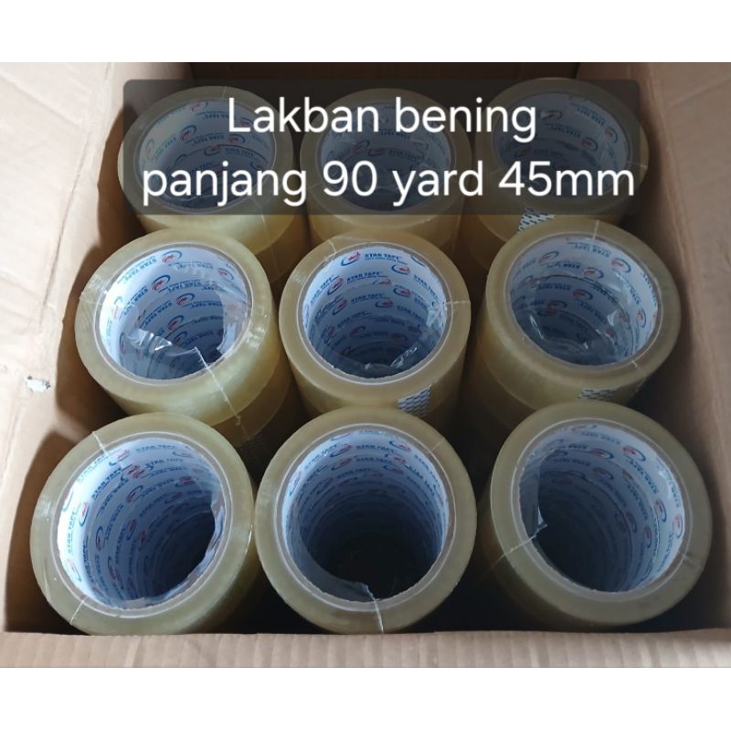 

Lakban Bening 90 YARD X 45 MM Star Tape ( isi 6 Roll)