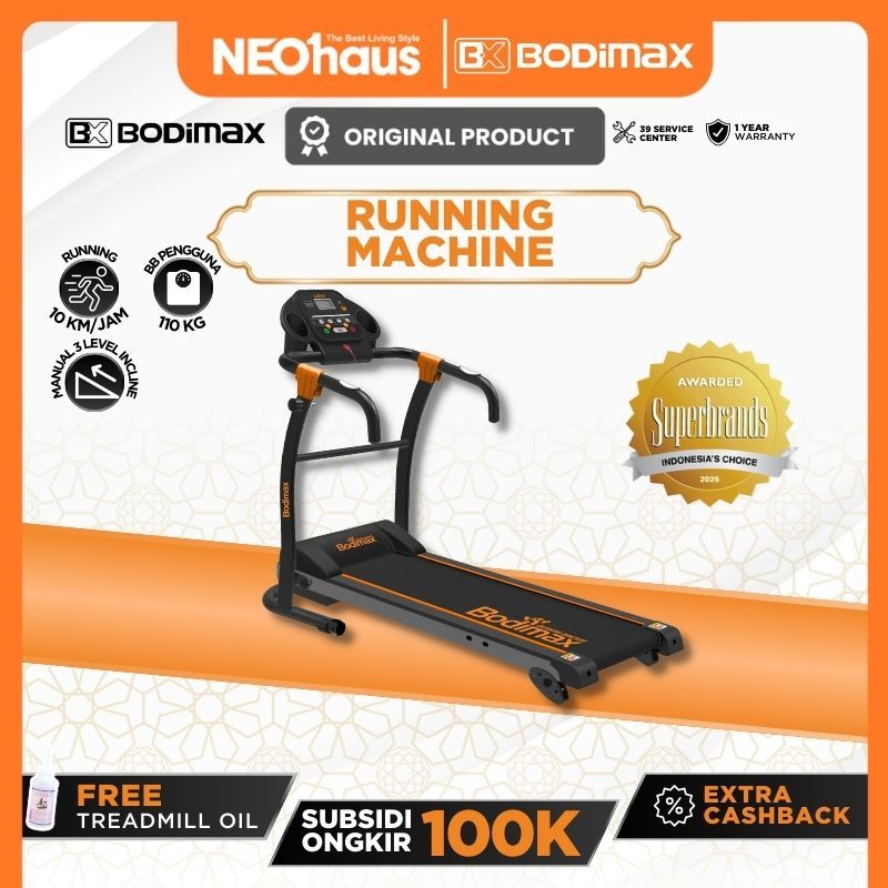 BODIMAX RUNNING MACHINE - Alat Fitness Treadmill Elektrik
