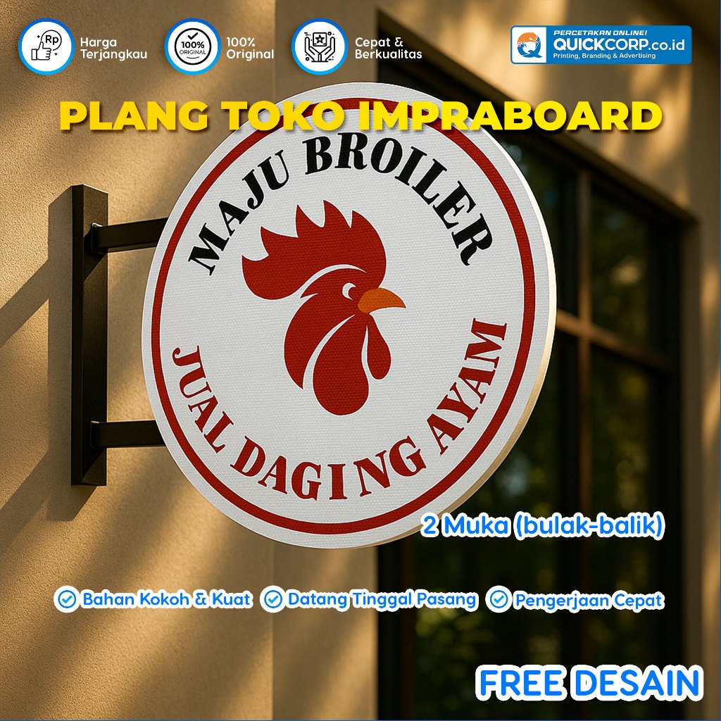 

Plang Nama Toko Impraboard Custom – Bahan Impraboard Tahan Cuaca, Warna Solid - Papan Nama Usaha