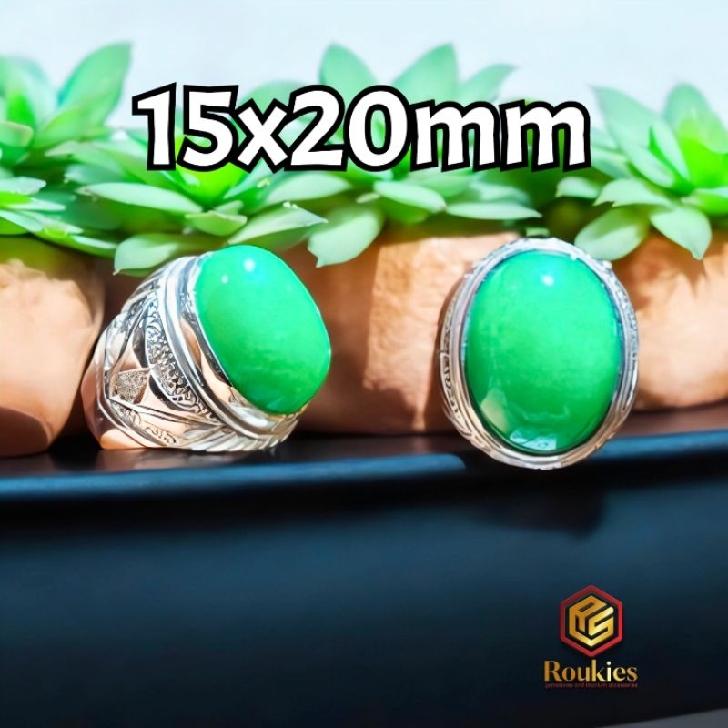 Cincin Batu Giok China Ukuran 15x20mm