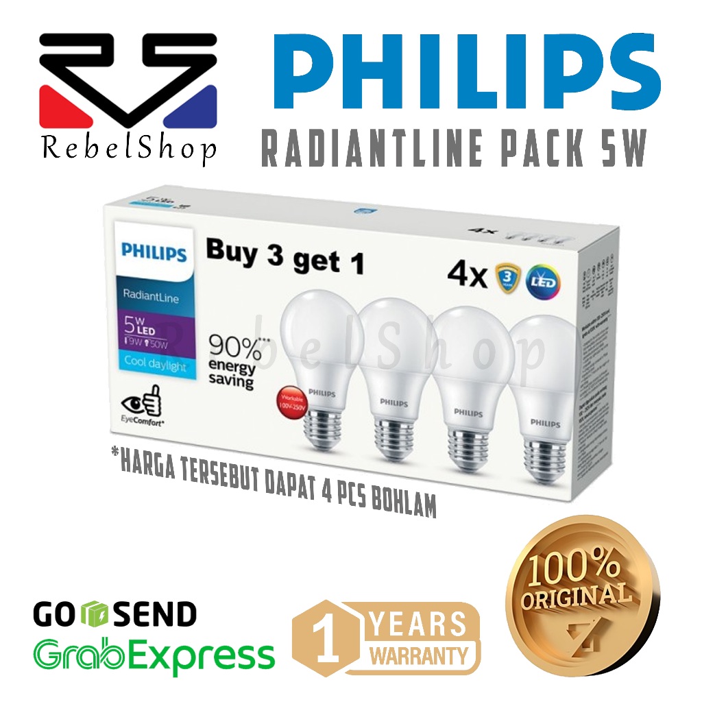 Philips Radiant Line Lampu Bohlam LED 5W RadiantLine Multipack Putih - 5 W 5 Watt