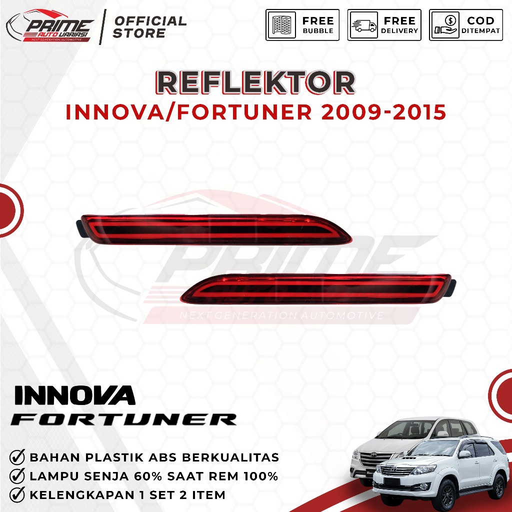 Lampu LED Reflektor Bumper Mobil Innova Lama 2008-2015 Fortuner VNT Alphard MERAH -  TIPE B