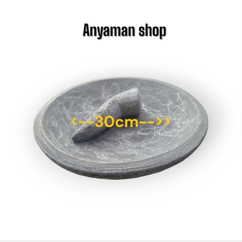 Cobek Semen + Ulekan Batu Asli | Ukuran 15cm - 30cm | Alat Tumbuk Sambal & Bumbu Tradisional